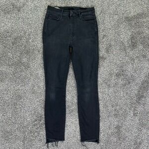 Mother The Stunner Zip Ankle Step Fray Black Denim Jeans Womens 25 Not Guilty